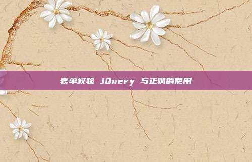  表单校验 JQuery 与正则的使用 