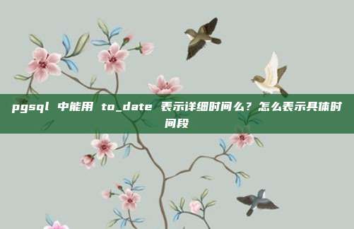 pgsql 中能用 to_date 表示详细时间么？怎么表示具体时间段