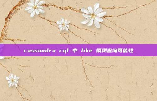 cassandra cql 中 like 模糊查询可能性
