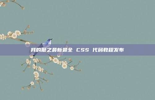 我的磨之最新最全 CSS 代码教程发布