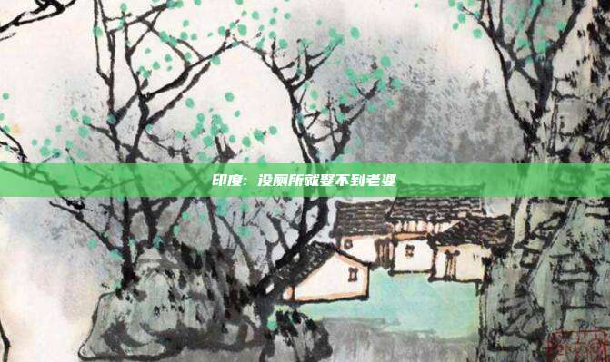 印度: 没厕所就娶不到老婆