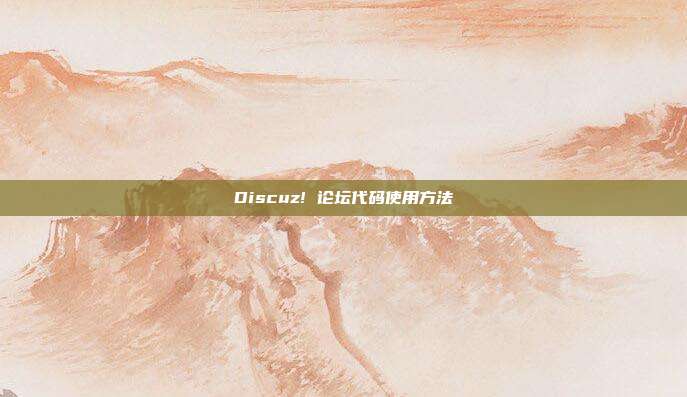 Discuz! 论坛代码使用方法