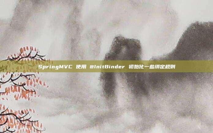 SpringMVC 使用 @InitBinder 初始化一些绑定规则