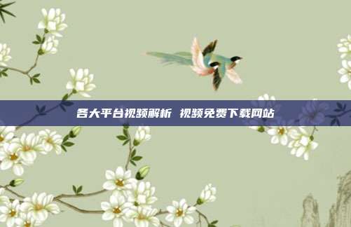 各大平台视频解析 视频免费下载网站
