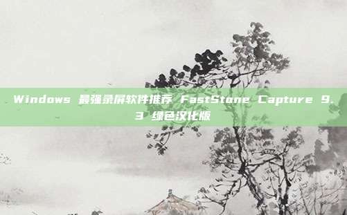 Windows 最强录屏软件推荐 FastStone Capture 9.3 绿色汉化版