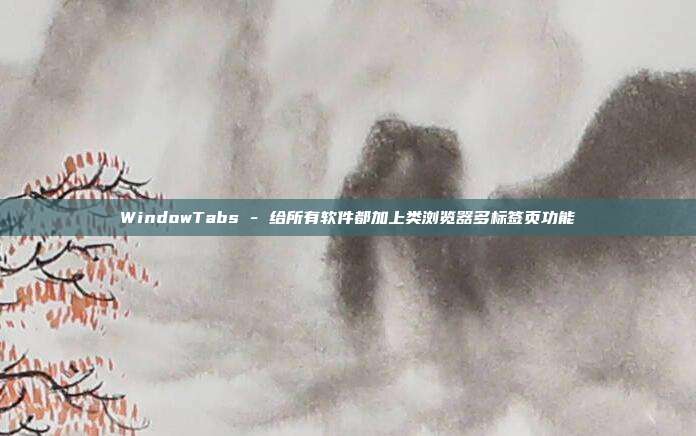 WindowTabs - 给所有软件都加上类浏览器多标签页功能