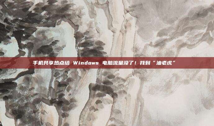 手机共享热点给 Windows 电脑流量没了!找到“油老虎”