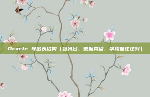 Oracle 导出表结构（含列名、数据类型、字段备注注释）