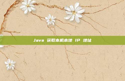Java 获取本机本地 IP 地址