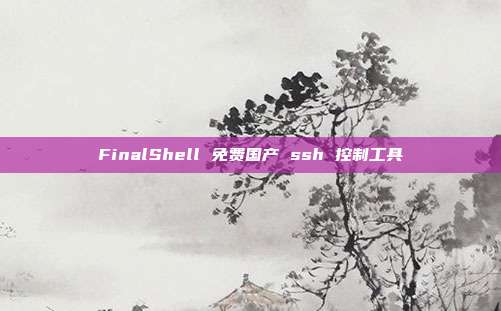 FinalShell 免费国产 ssh 控制工具